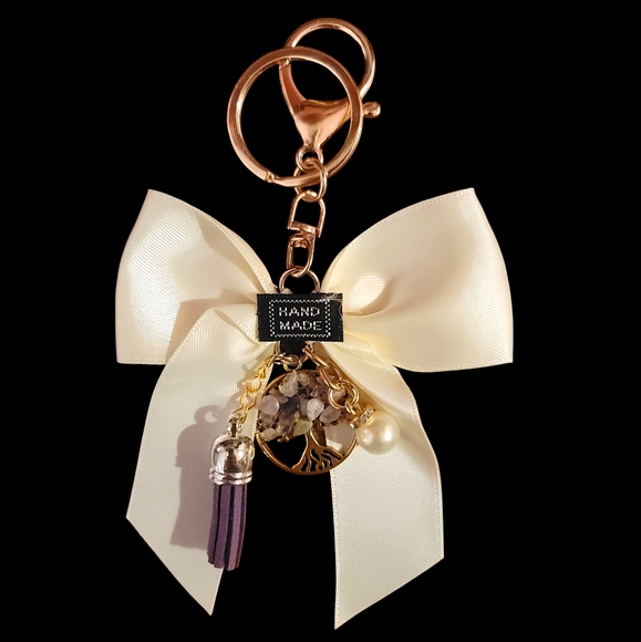 Crystal Tree Of Life Satin Bow Bag Charm - Picture 2 of 3